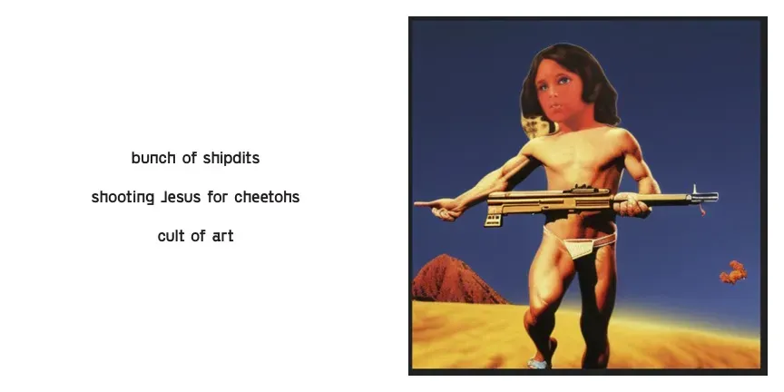 bunch of shipdits / shooting Jesus for cheetohs / cult of art