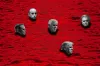 dark and gloomy billionaire heads floating on a sea of blood